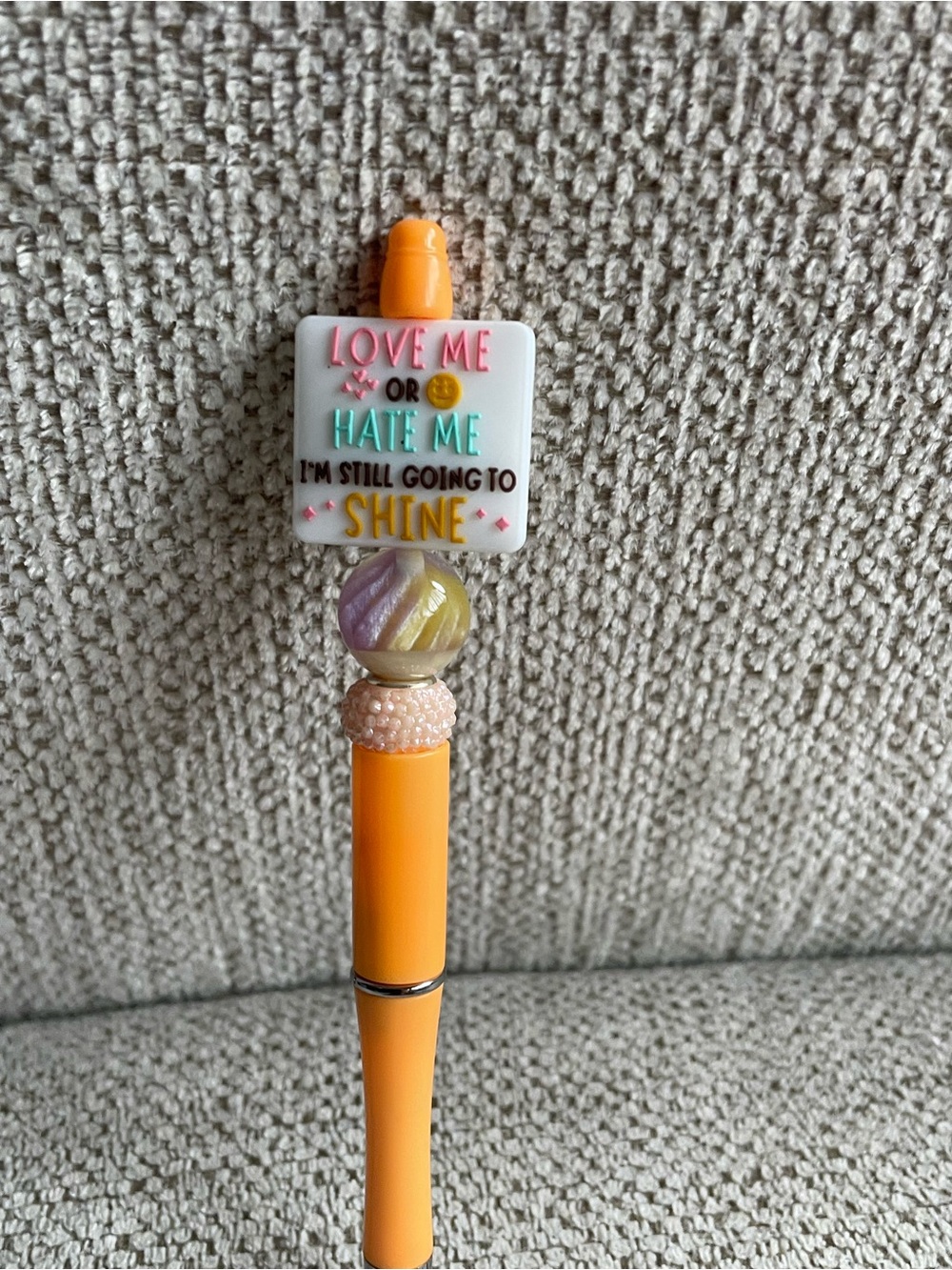 Orange 'Love Me or Hate Me' Decorative Ballpoint Pen